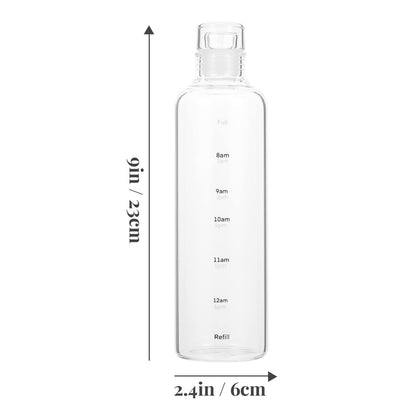 PureSimplicity 500ml Glass Water Bottle with Time Mark