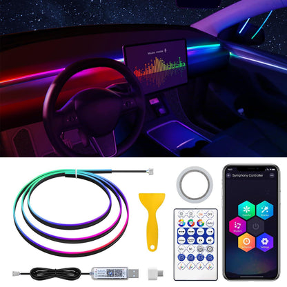 GlowSync™ LED Car Ambient Light – USB-Powered RGB Strip with App & Remote