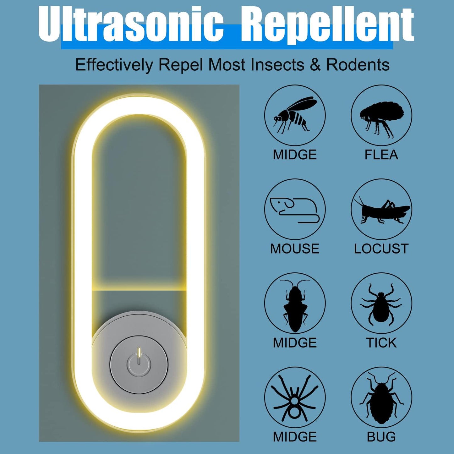 Ultrasonic Pest Repeller with LED Light – Powerful & Safe Pest Control